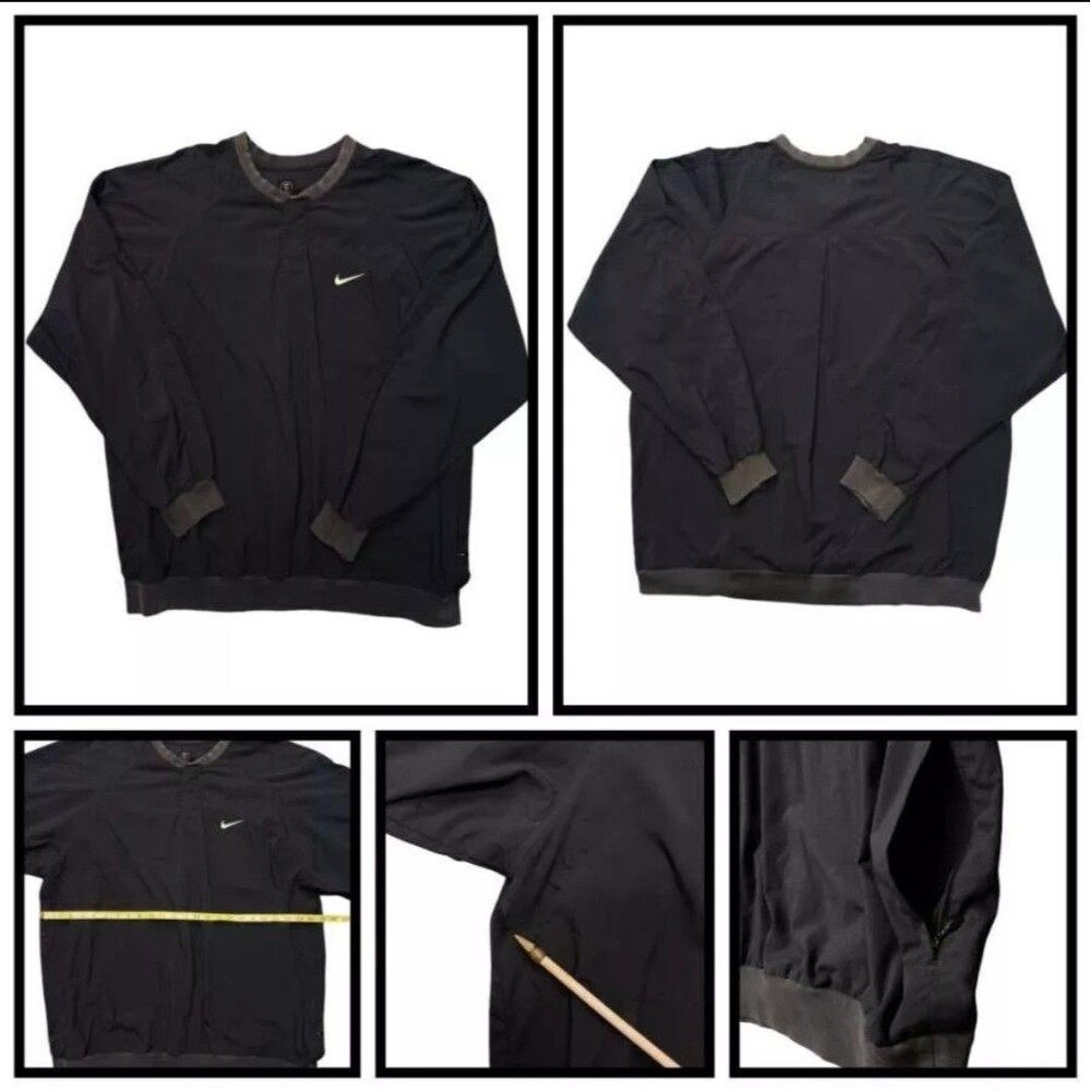 Y2K Nike Golf Windbreaker Jacket Mens XXL 2XL Black Vintage Pullover Navy
